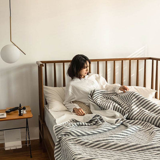 Japanese Summer Quilt, Indian Cotton Summer Cool Quilt, Air Conditioner Quilt, Summer Blanket, Pure Cotton Striped Quilt - Mubimart