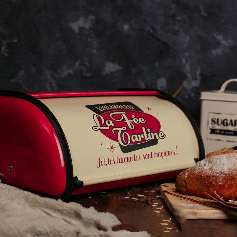 KL Tin Retro Red Bread Household Storage Box Biscuits - Mubimart