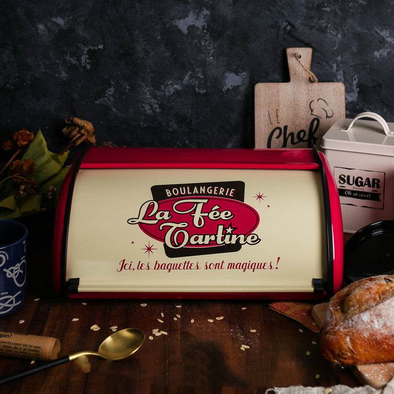 KL Tin Retro Red Bread Household Storage Box Biscuits - Mubimart