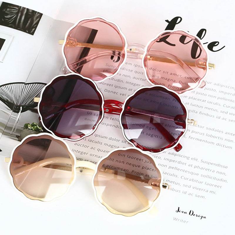 Kids Wave Frame Vintage Round Frame Sunglasses - Mubimart
