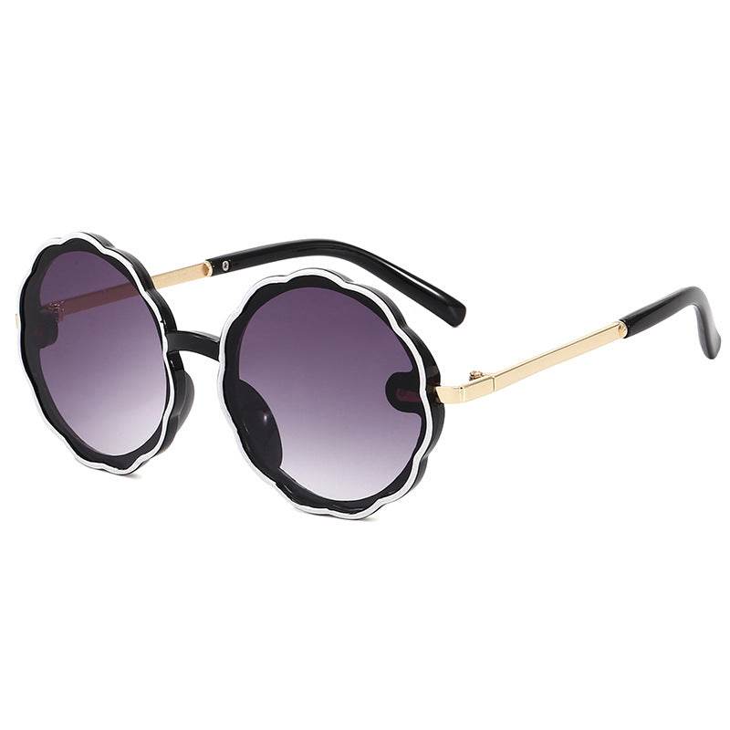 Kids Wave Frame Vintage Round Frame Sunglasses - Mubimart