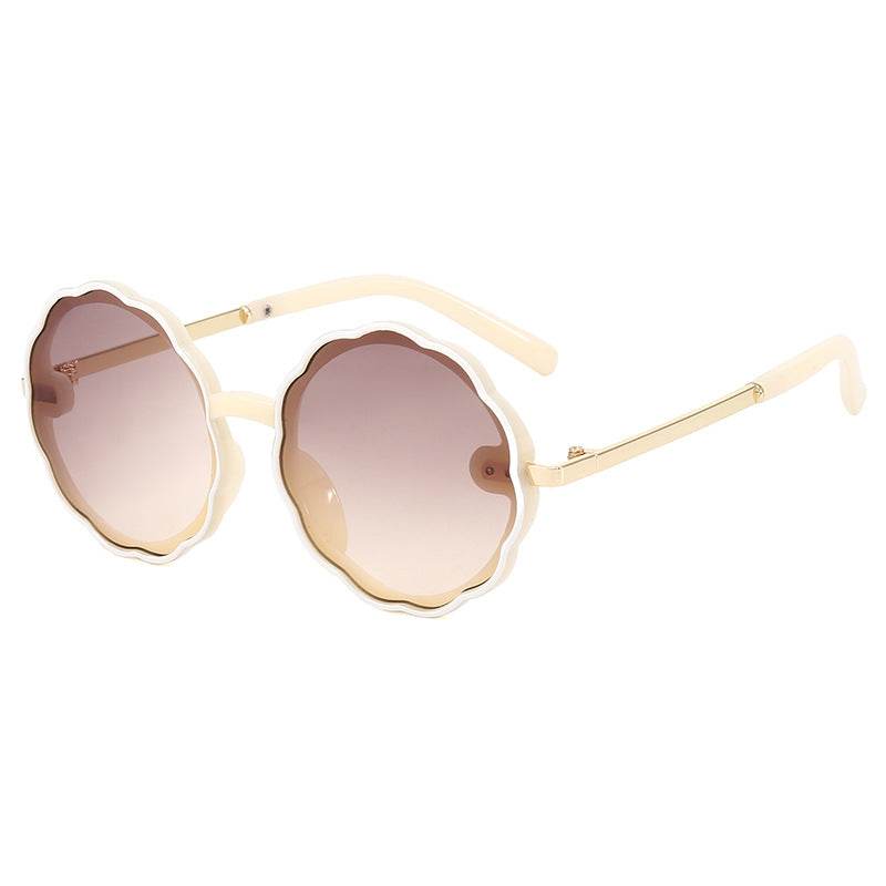 Kids Wave Frame Vintage Round Frame Sunglasses - Mubimart
