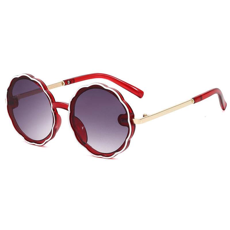 Kids Wave Frame Vintage Round Frame Sunglasses - Mubimart