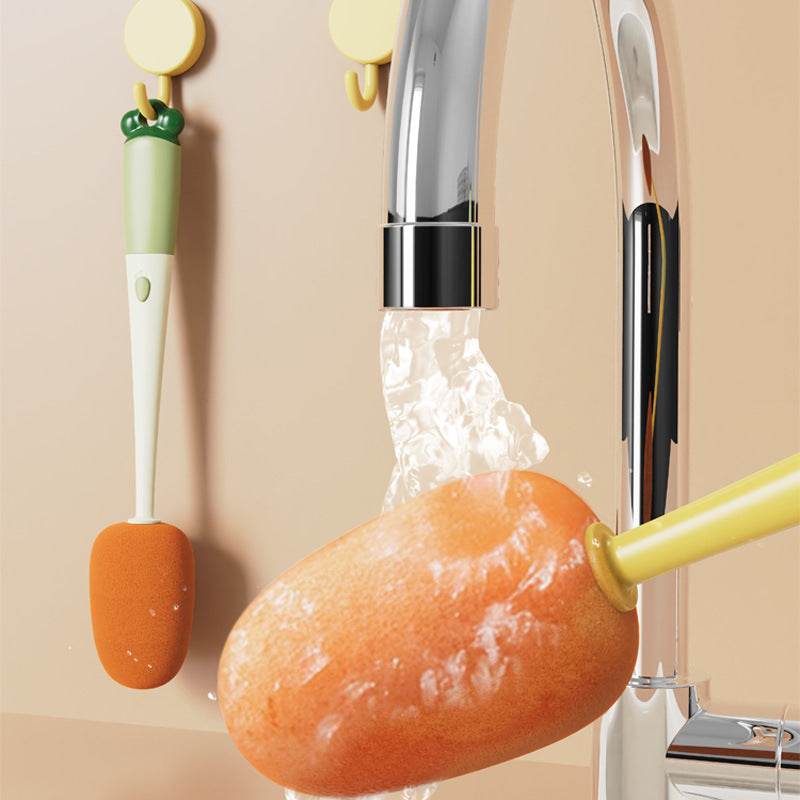 Kitchen 3 In 1 Multifunctional Cleaning Cup Washer Brush Long Handle Carrot Water Bottle Cleaning Brush - Mubimart