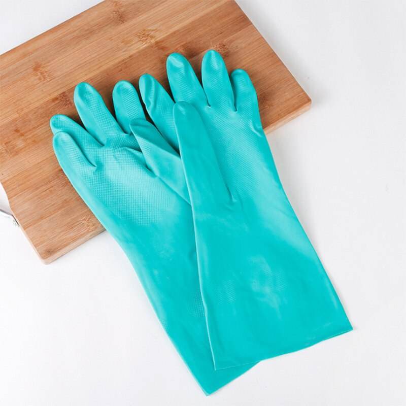Kitchen dishwashing washing female cleaning housework Ding Qing washing clothes rubber rubber brush bowl gloves winter waterproof and durable - Mubimart