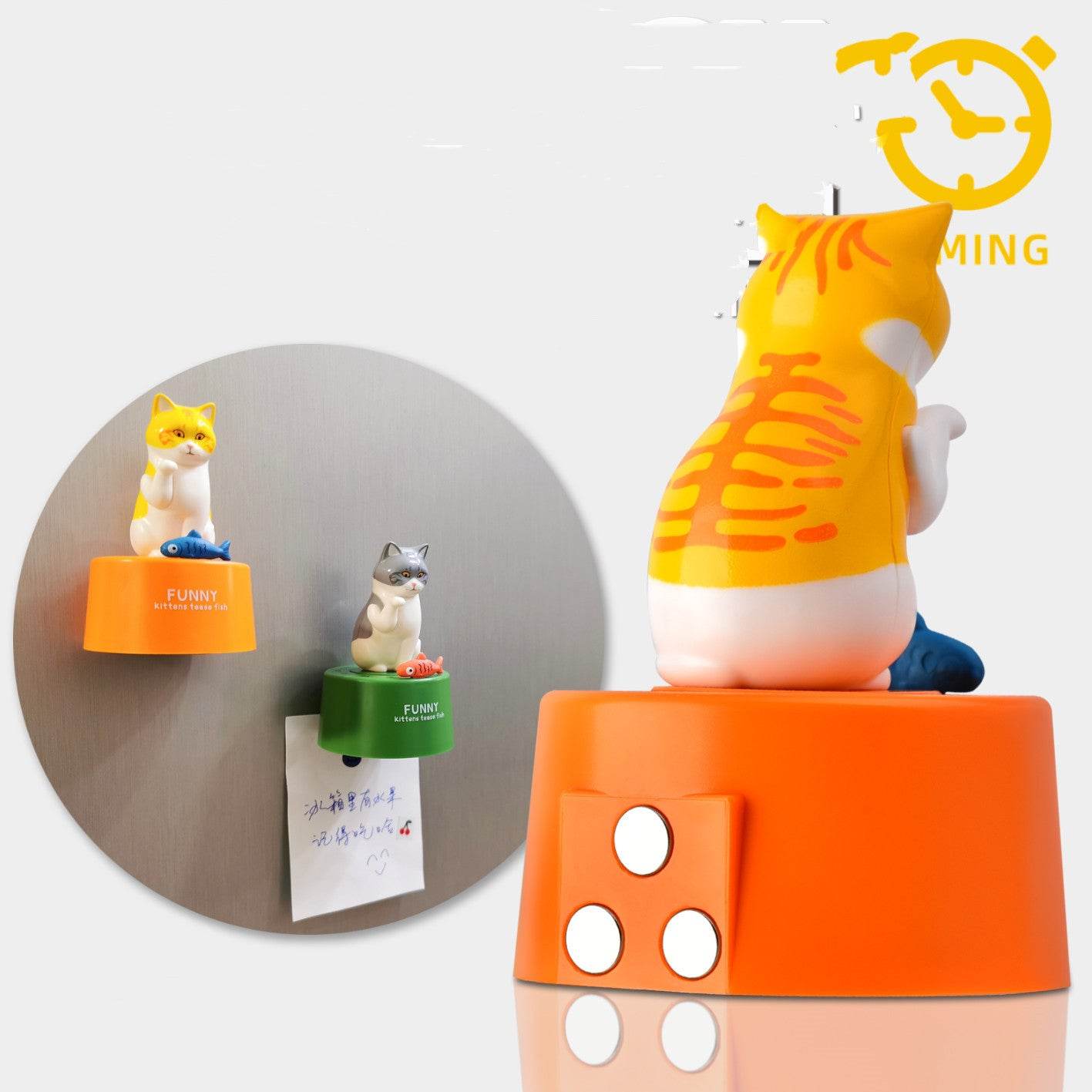 Kitty mechanical timer kitchen magnet - Mubimart