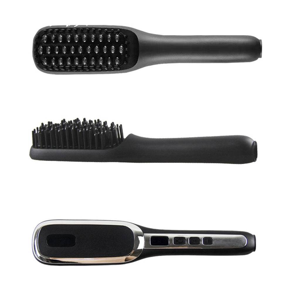 LCD Display Men's Beard Straightener Ion Straight Hair Brush - Mubimart