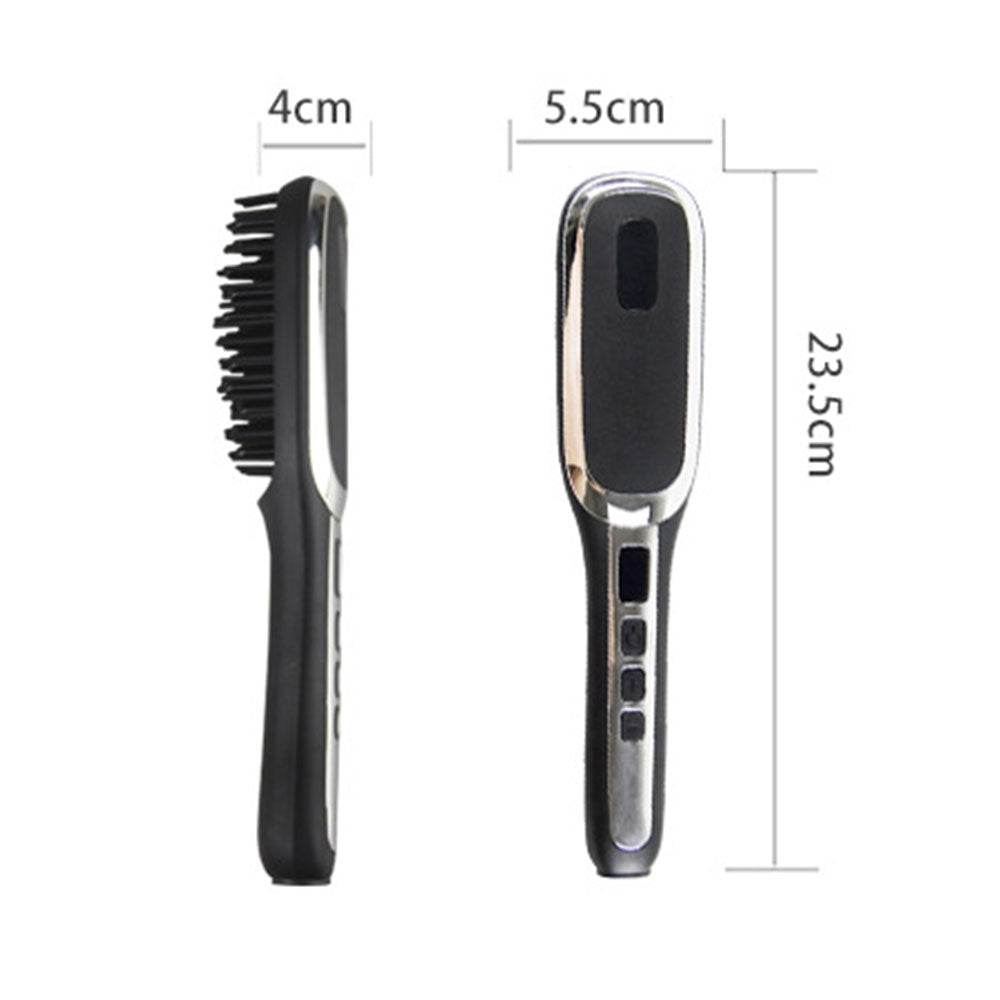 LCD Display Men's Beard Straightener Ion Straight Hair Brush - Mubimart