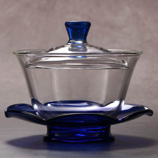 Large Glass Transparent Lidded Bowl Tea Set - Mubimart