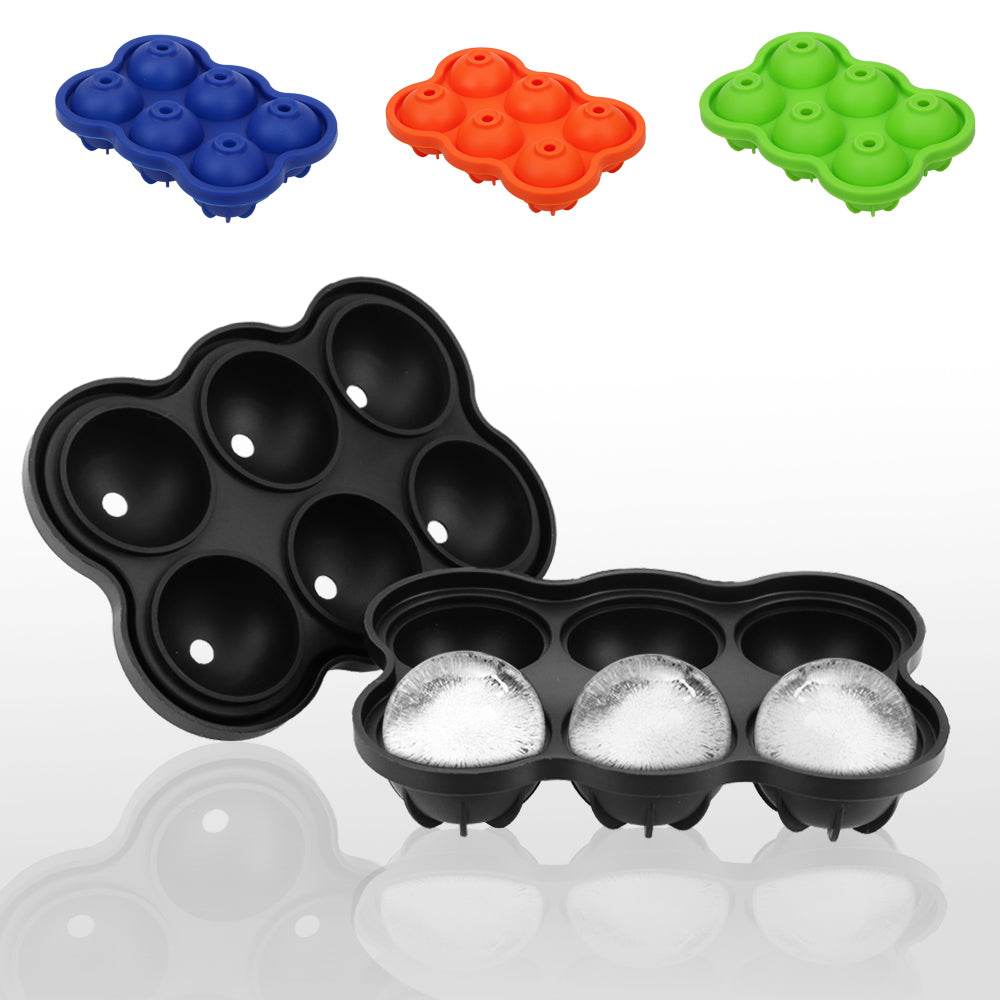 Large Ice Cube Maker Silicone Mold 6 Cell Big Sphere Ice Ball Tray Whiskey Wine Cocktail Party Bar Accessories - Mubimart