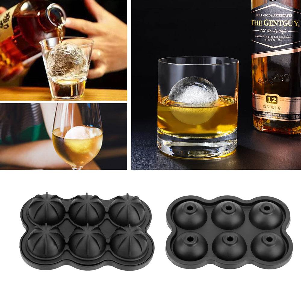 Large Ice Cube Maker Silicone Mold 6 Cell Big Sphere Ice Ball Tray Whiskey Wine Cocktail Party Bar Accessories - Mubimart