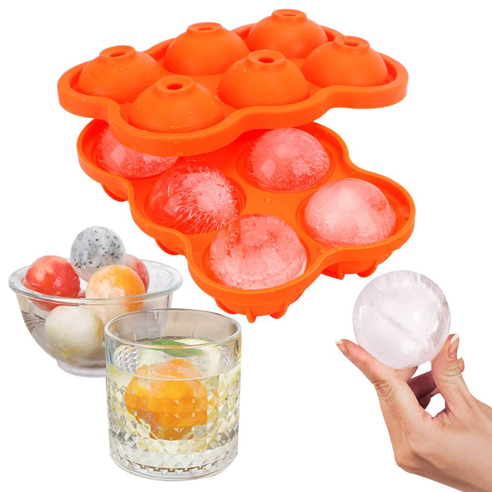 Large Ice Cube Maker Silicone Mold 6 Cell Big Sphere Ice Ball Tray Whiskey Wine Cocktail Party Bar Accessories - Mubimart