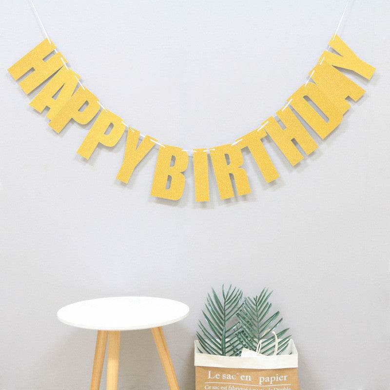 Laser Letters Birthday Pull Flag Decoration Party Supplies - Mubimart