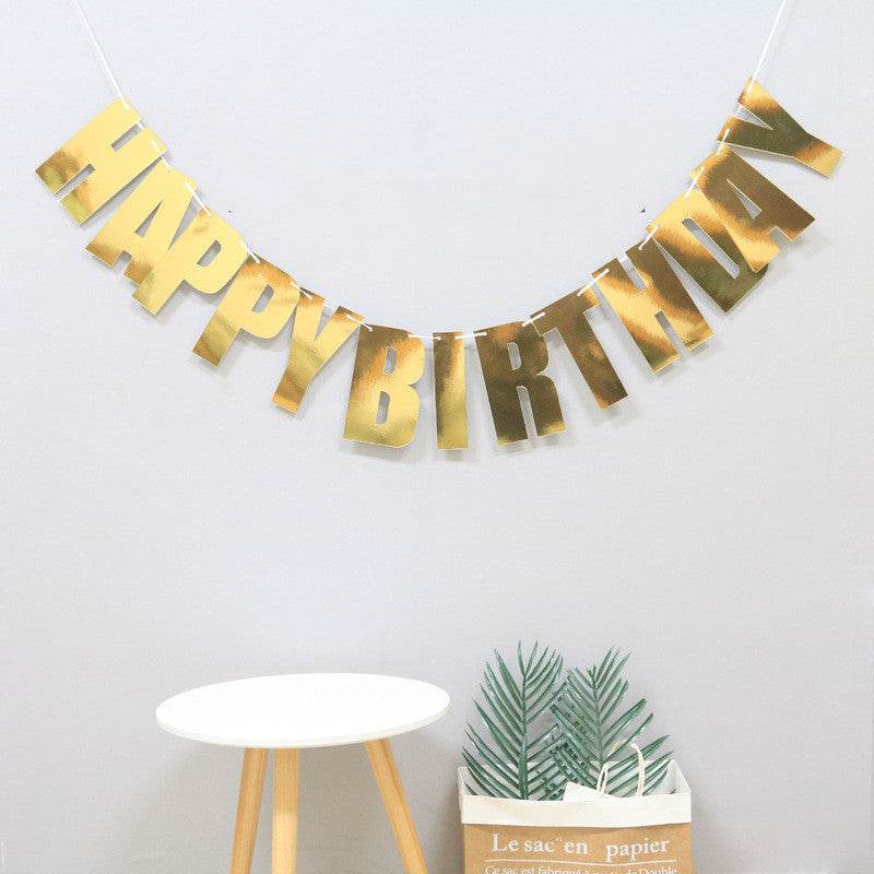 Laser Letters Birthday Pull Flag Decoration Party Supplies - Mubimart