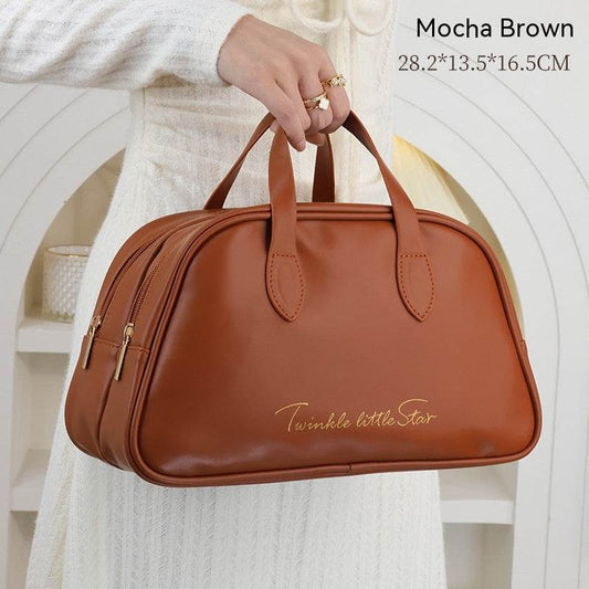 Leather Large Capacity Travel Toiletry Bag - Mubimart