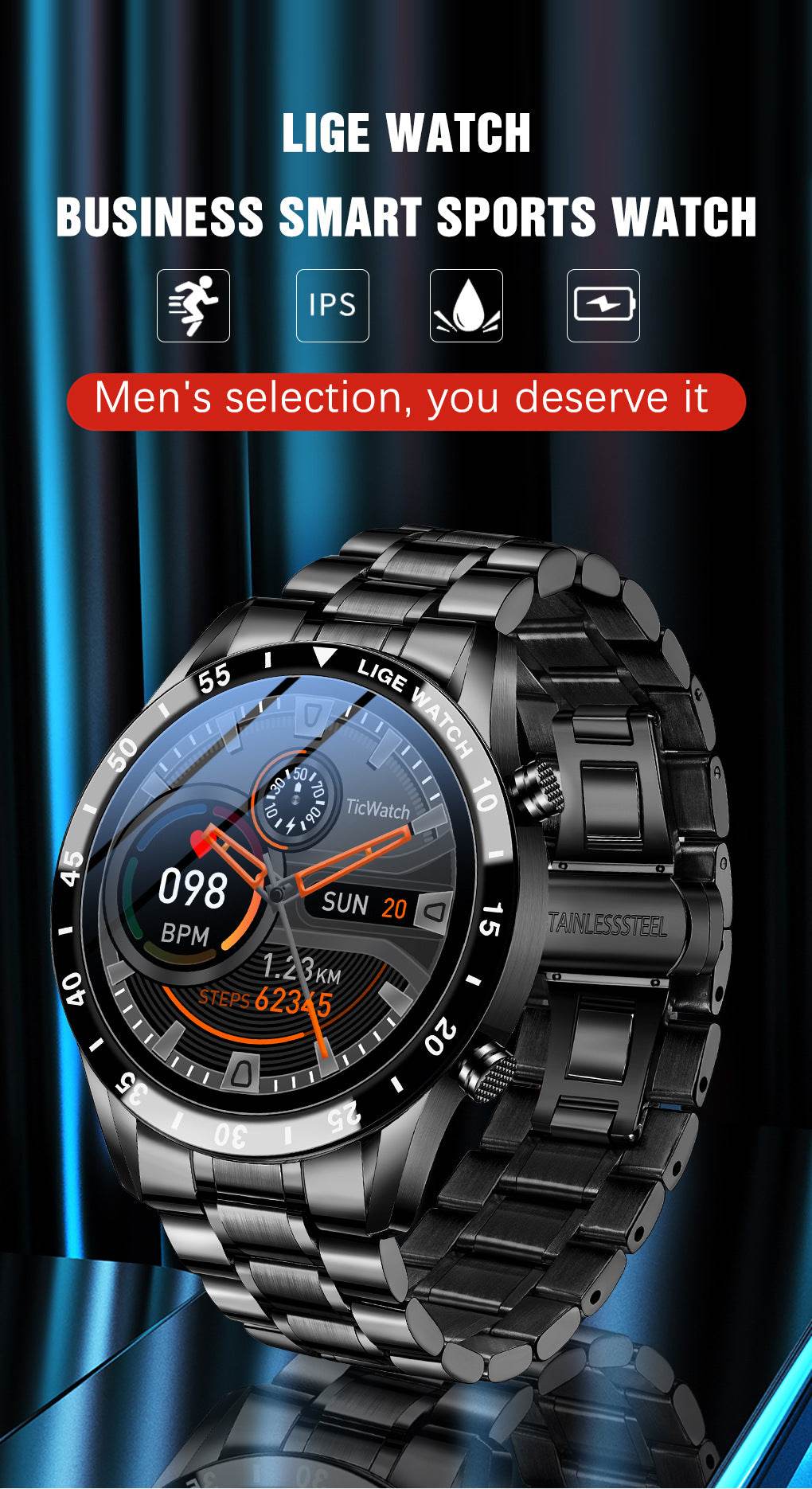 Lige's New Smart Watch Upgrade Smart Wearable Watch - Mubimart