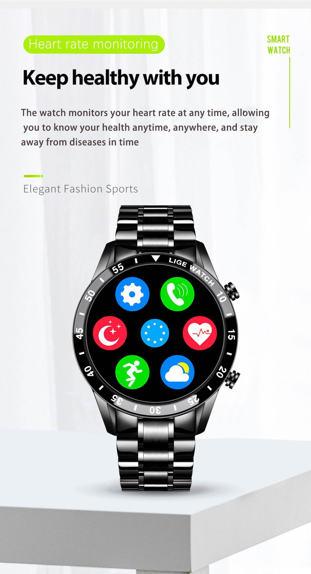 Lige's New Smart Watch Upgrade Smart Wearable Watch - Mubimart