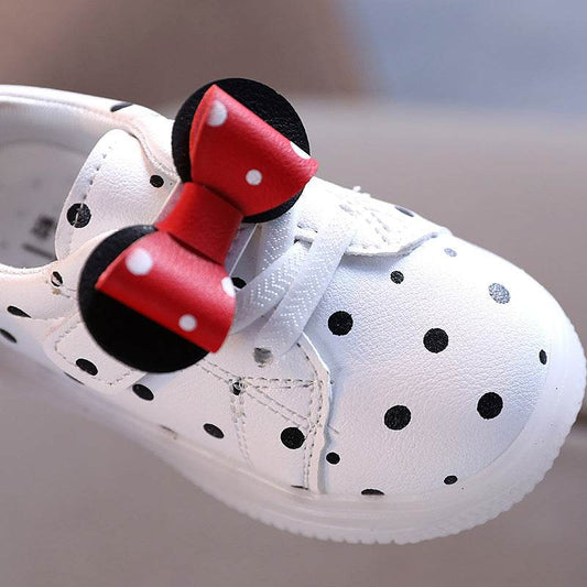 Light-up Shoes Girls Bowknot LED Light-up Shoes Breathable Baby Girls Shoes - Mubimart