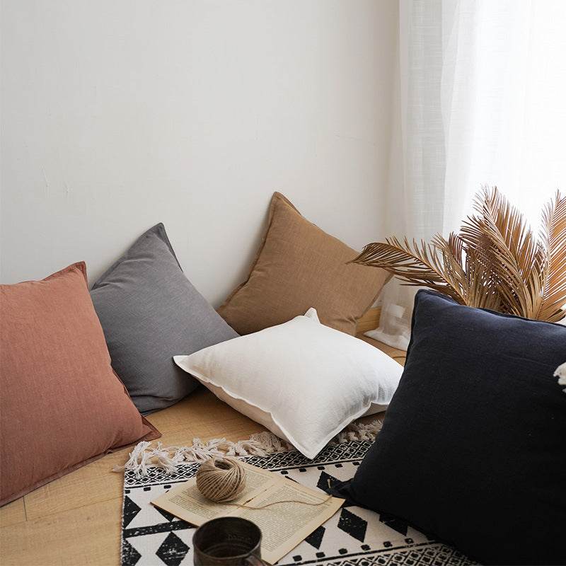 Linen Square Cushion Pillow Back - Mubimart