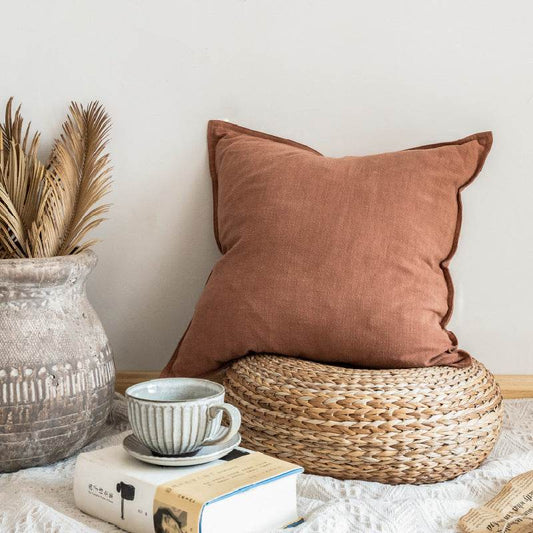 Linen Square Cushion Pillow Back - Mubimart