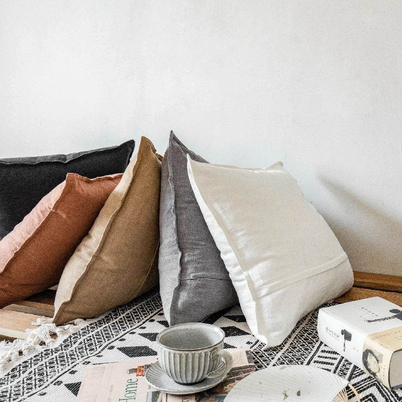 Linen Square Cushion Pillow Back - Mubimart