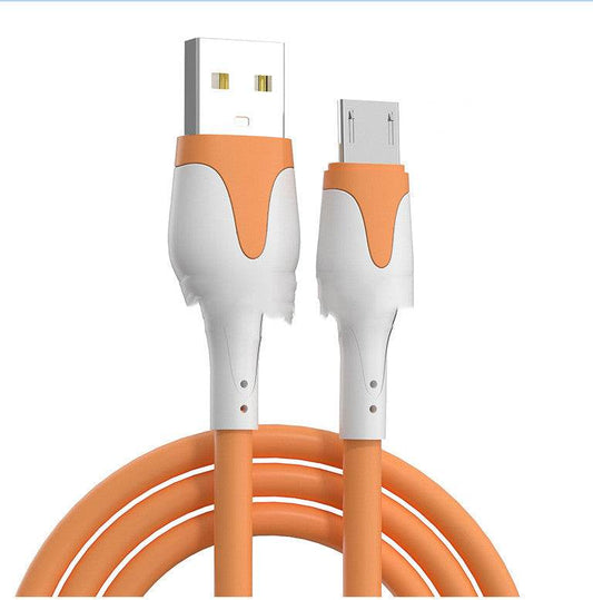 Liquid Silicone USB Cable Micro USB Type C Charger Wire 3A Fast Charging Data Cord Mobile Phone Charge Line - Mubimart