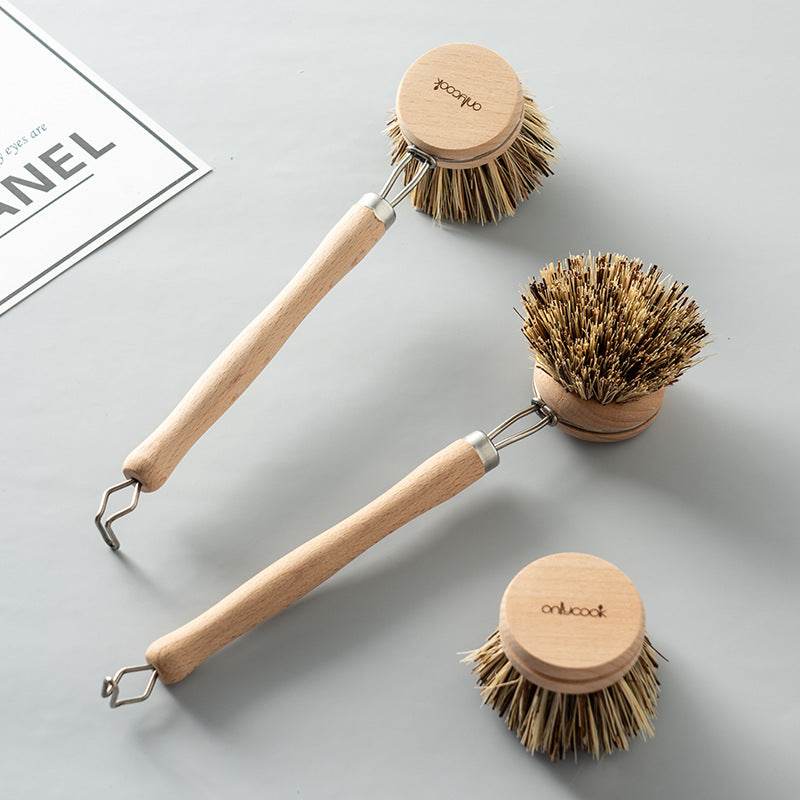 Long Handle Kitchen Can Be Brush Replacement Head Horse Hair Dish Brush - Mubimart