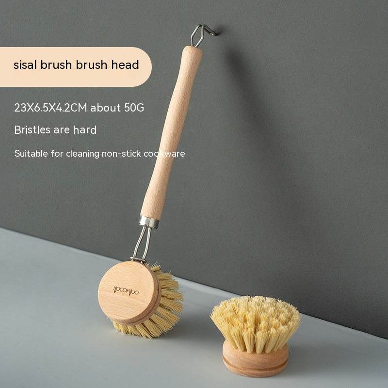 Long Handle Kitchen Can Be Brush Replacement Head Horse Hair Dish Brush - Mubimart