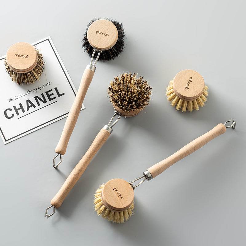 Long Handle Kitchen Can Be Brush Replacement Head Horse Hair Dish Brush - Mubimart