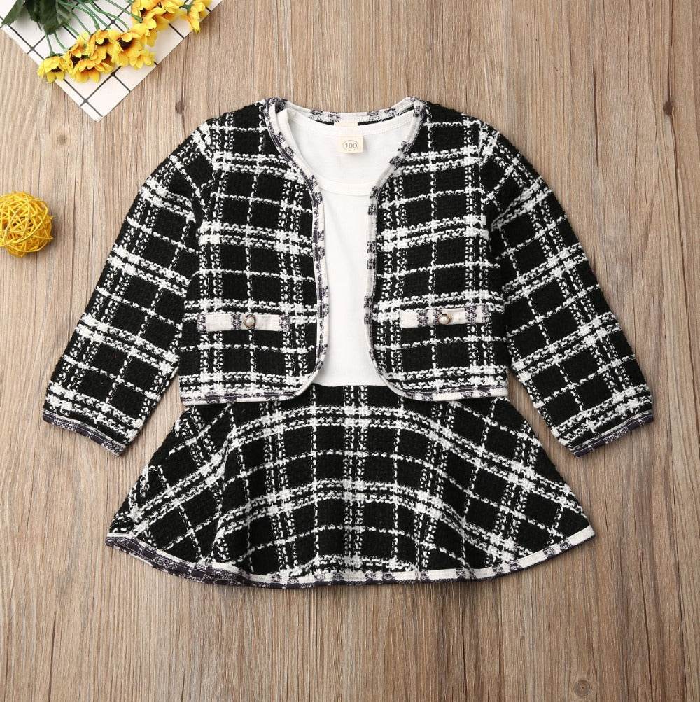 Long-sleeved Dresses Two-piece Children's Baby Small Incense Wind Suit - Mubimart