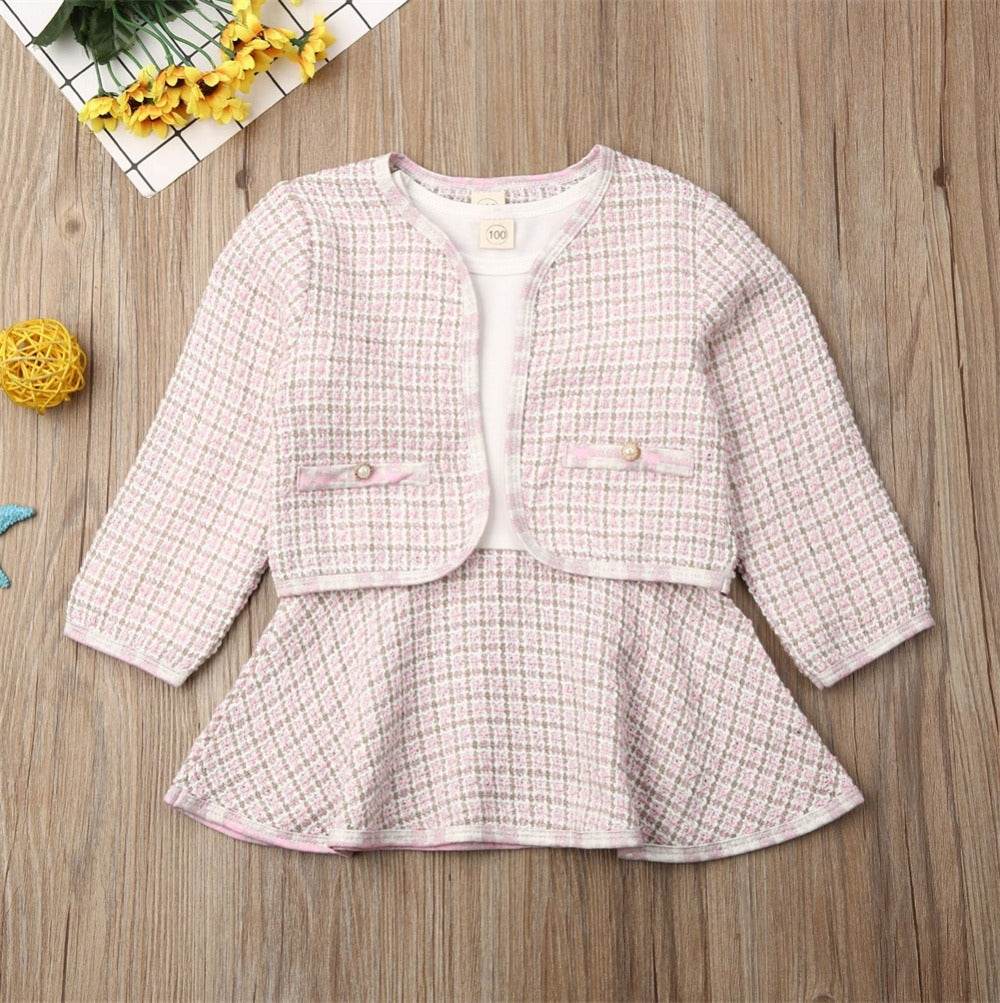 Long-sleeved Dresses Two-piece Children's Baby Small Incense Wind Suit - Mubimart