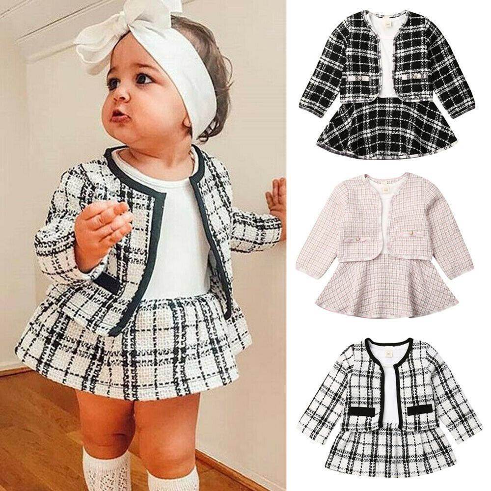 Long-sleeved Dresses Two-piece Children's Baby Small Incense Wind Suit - Mubimart