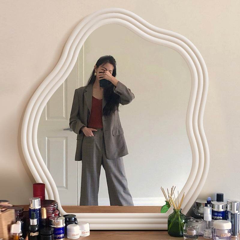 Makeup Mirror Wavy Shaped Hanging Wall Vanity Mirror - Mubimart