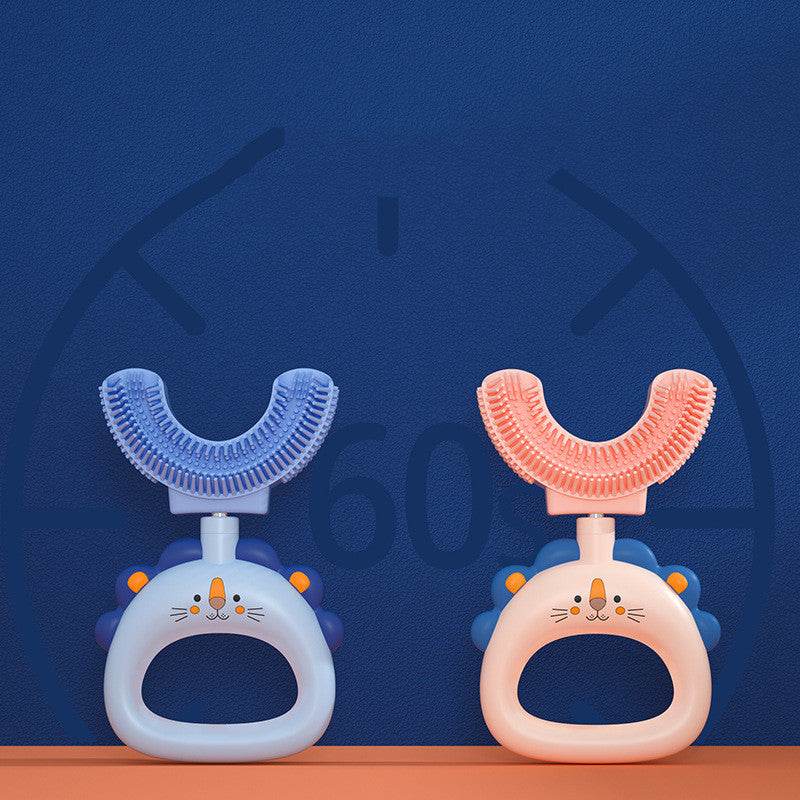 Manual Children's U-shaped Little Lion Silicone Toothbrush - Mubimart