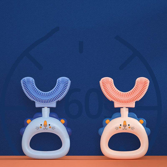 Manual Children's U-shaped Little Lion Silicone Toothbrush - Mubimart