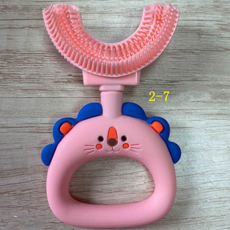 Manual Children's U-shaped Little Lion Silicone Toothbrush - Mubimart