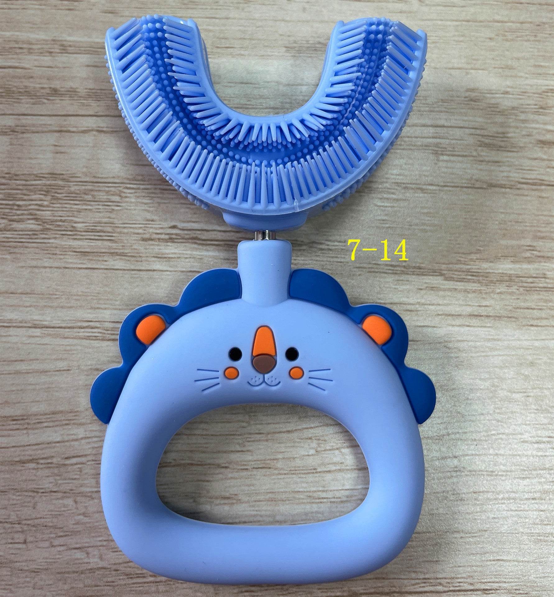 Manual Children's U-shaped Little Lion Silicone Toothbrush - Mubimart