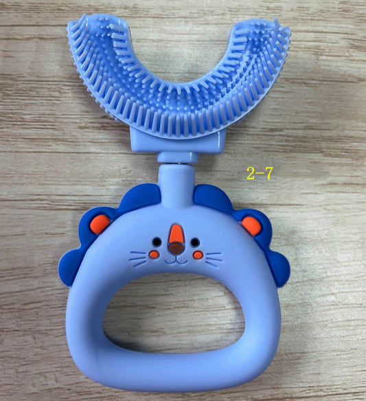 Manual Children's U-shaped Little Lion Silicone Toothbrush - Mubimart