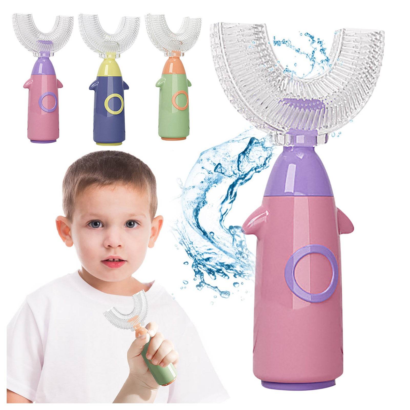 Manual Children's U-shaped Toothbrush Silicone Toothbrush Soft Bristles Mouth Cleaning U-shaped Silicone Manual Children's Toothbrush - Mubimart