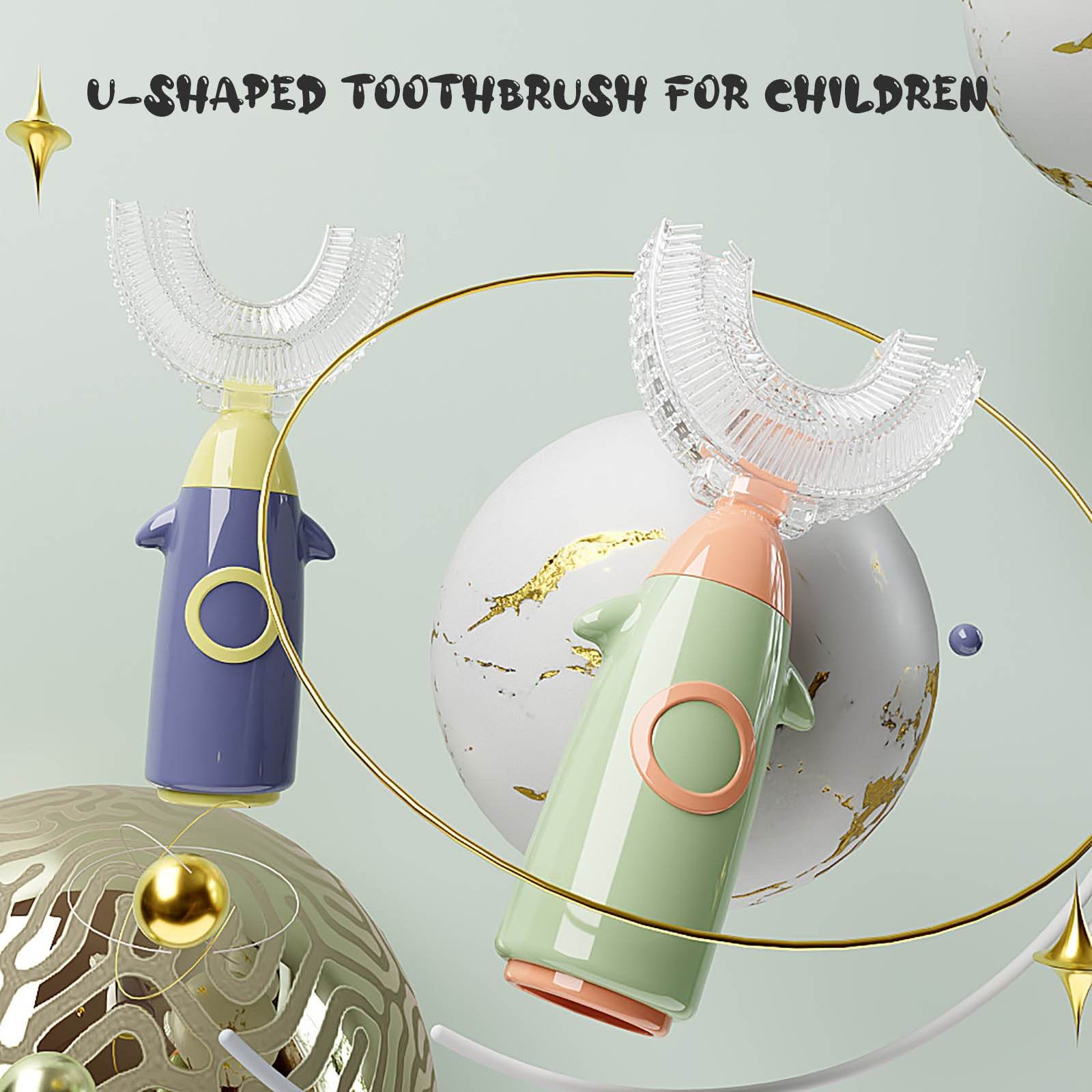 Manual Children's U-shaped Toothbrush Silicone Toothbrush Soft Bristles Mouth Cleaning U-shaped Silicone Manual Children's Toothbrush - Mubimart