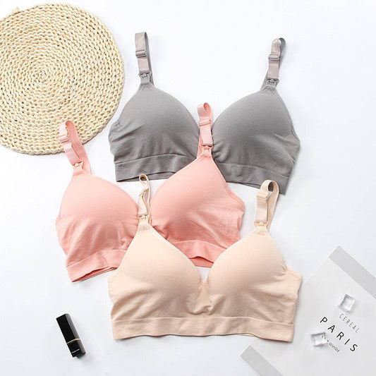 Maternity Unwired Front Buckle Large Nursing Bra - Mubimart