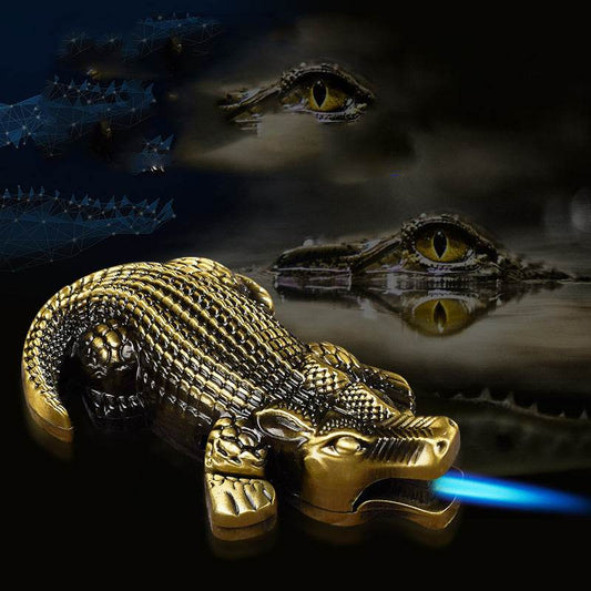 Metal Creative Lighter Personalized Butane Inflatable Lighter Crocodile Shaped Windproof Lighter Cigarette Accessories - Mubimart