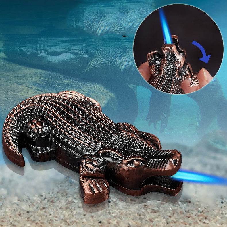 Metal Creative Lighter Personalized Butane Inflatable Lighter Crocodile Shaped Windproof Lighter Cigarette Accessories - Mubimart