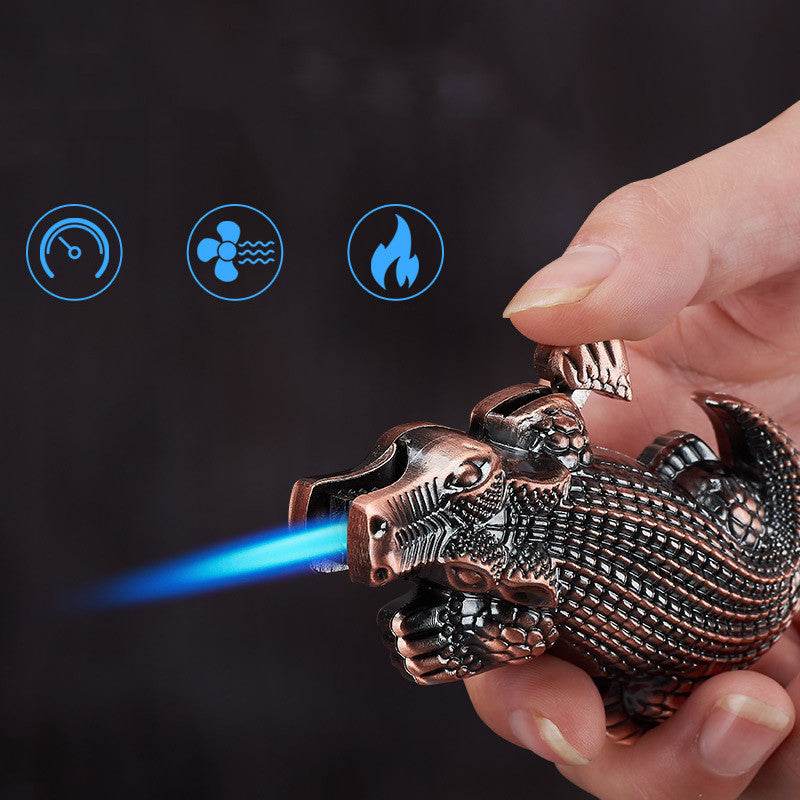 Metal Creative Lighter Personalized Butane Inflatable Lighter Crocodile Shaped Windproof Lighter Cigarette Accessories - Mubimart