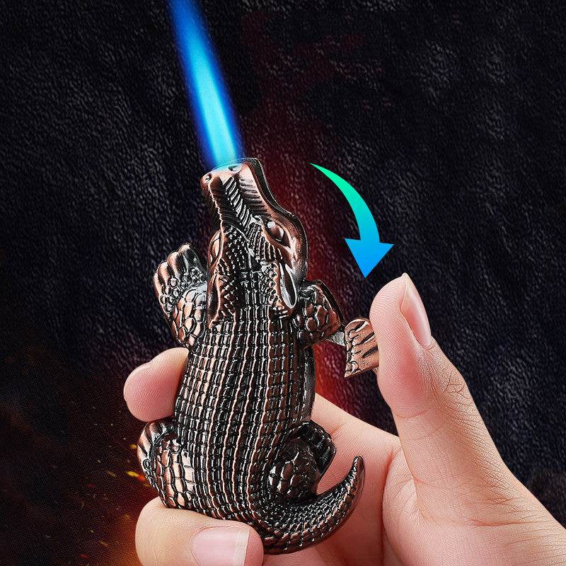 Metal Creative Lighter Personalized Butane Inflatable Lighter Crocodile Shaped Windproof Lighter Cigarette Accessories - Mubimart