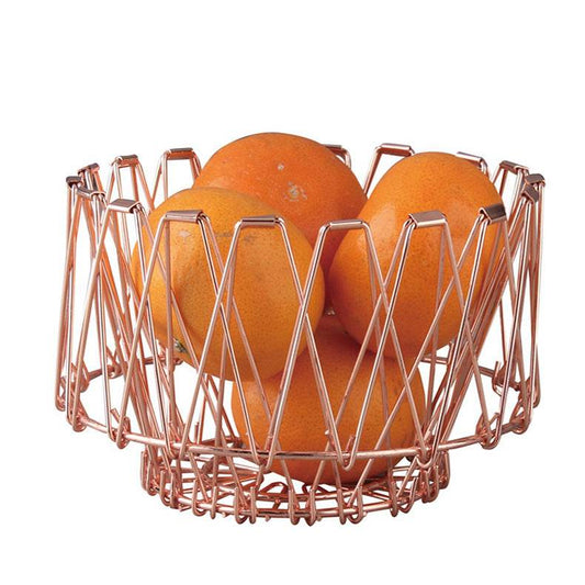 Metal Fruit Tray Storage Basket Foldable Variety Drainage Basket - Mubimart