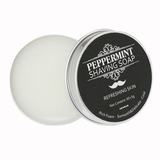 Mint Scented Men's Shaving Soap Shaving Cream Aluminum Boxed Foam Rich Gentle Handmade Shave Soap Shave Beard Cream - Mubimart