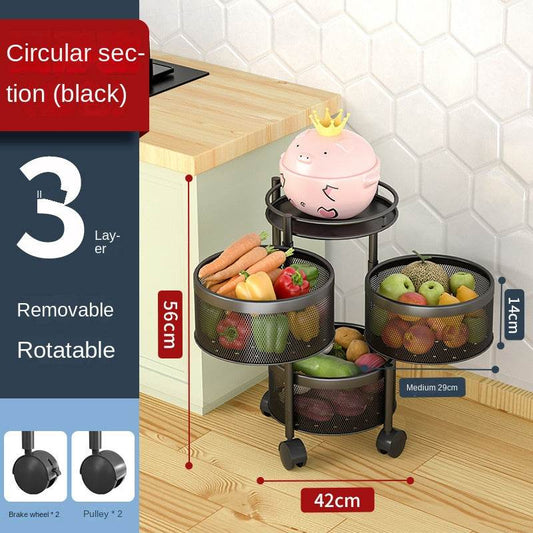 Multi-Layer Rotating Storage Rack For Kitchen With 5 Baskets - Mubimart