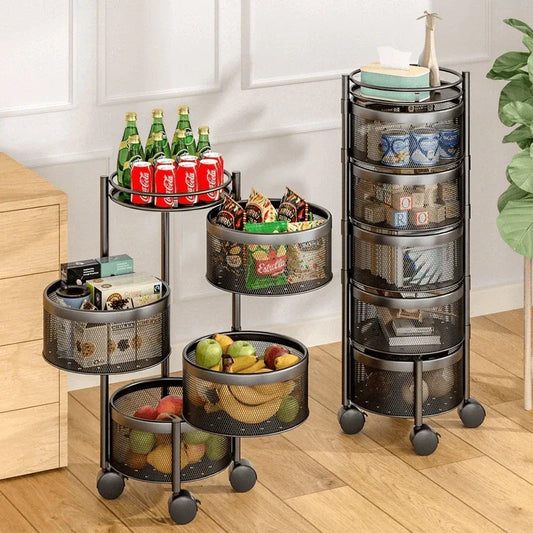 Multi-Layer-Rotating-Storage-Rack-For-Kitchen-With-5-Baskets-Mubimart-9114 - Mubimart