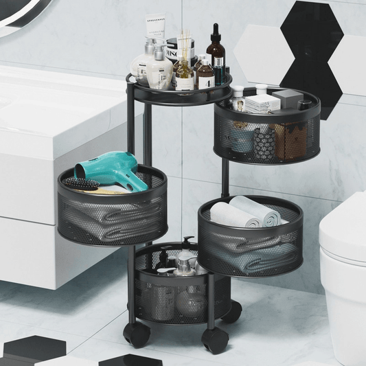 Multi-Layer Rotating Storage Rack For Kitchen With 5 Baskets - Mubimart